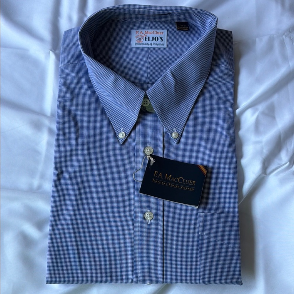 F.A. MacCluer Men's Blue Micro-Check Dress Shirt